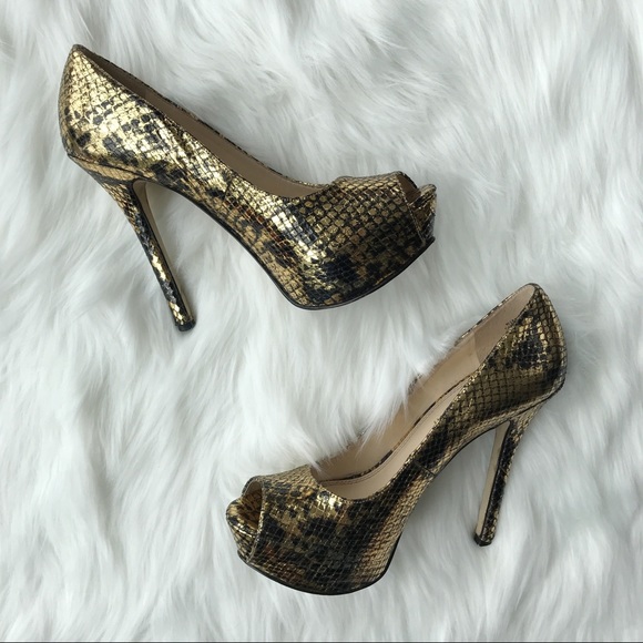 ✨Enzo Angiolini Eatanen heels. Black &Gold. 5 inch - Picture 2 of 8
